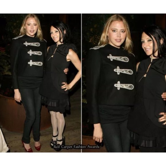 New Alice + Olivia wool military band embellished crop oversized blazer jacket - Picture 3 of 16